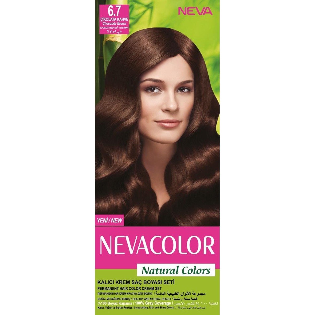 NEVACOLOR NATURAL COLORS KALICI SAÇ BOYA SETİ 6.7 ÇİKOLATA KAHVE