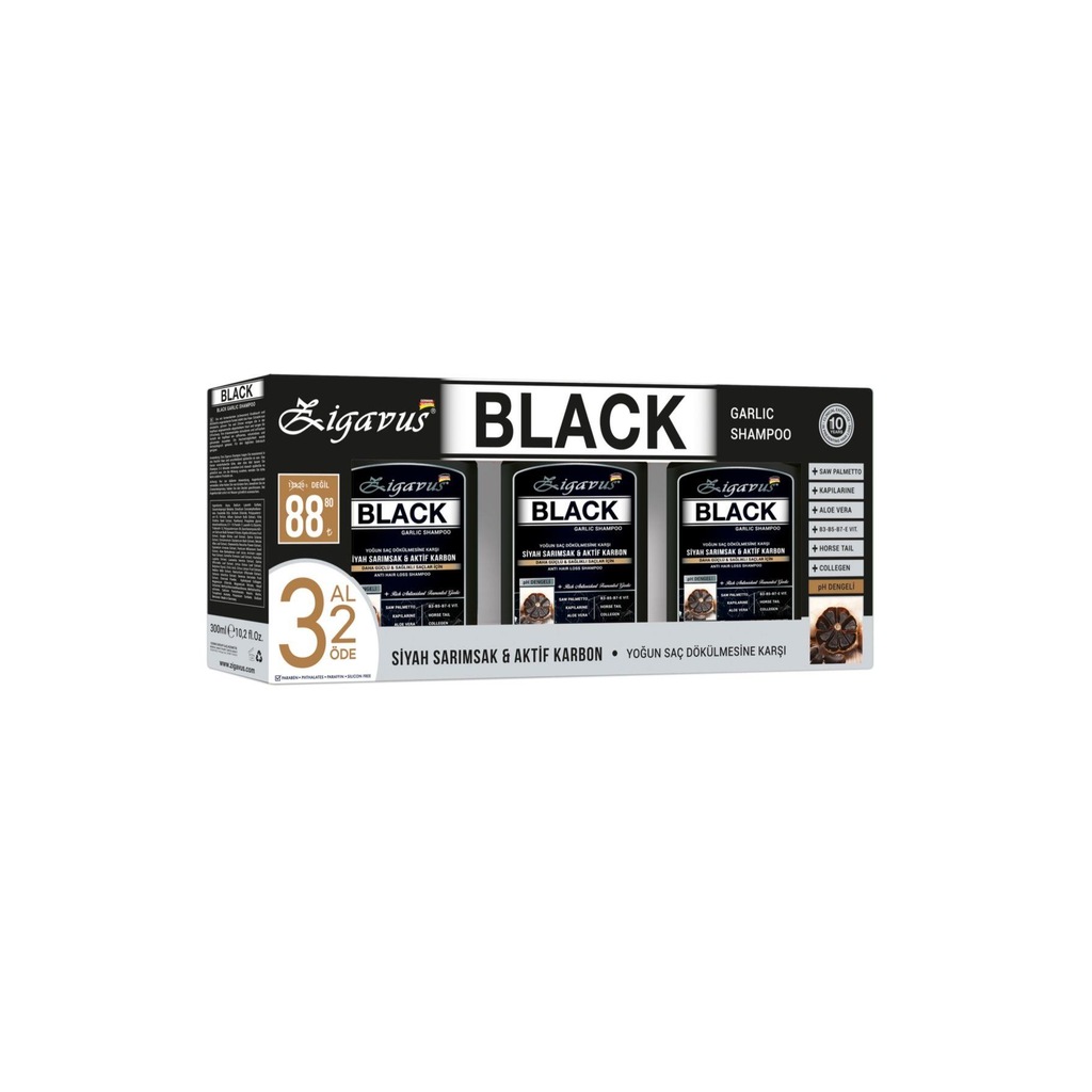 Zigavus Black - Siyah (Kara) Sarımsaklı - Aktif Karbonlu Şampuan