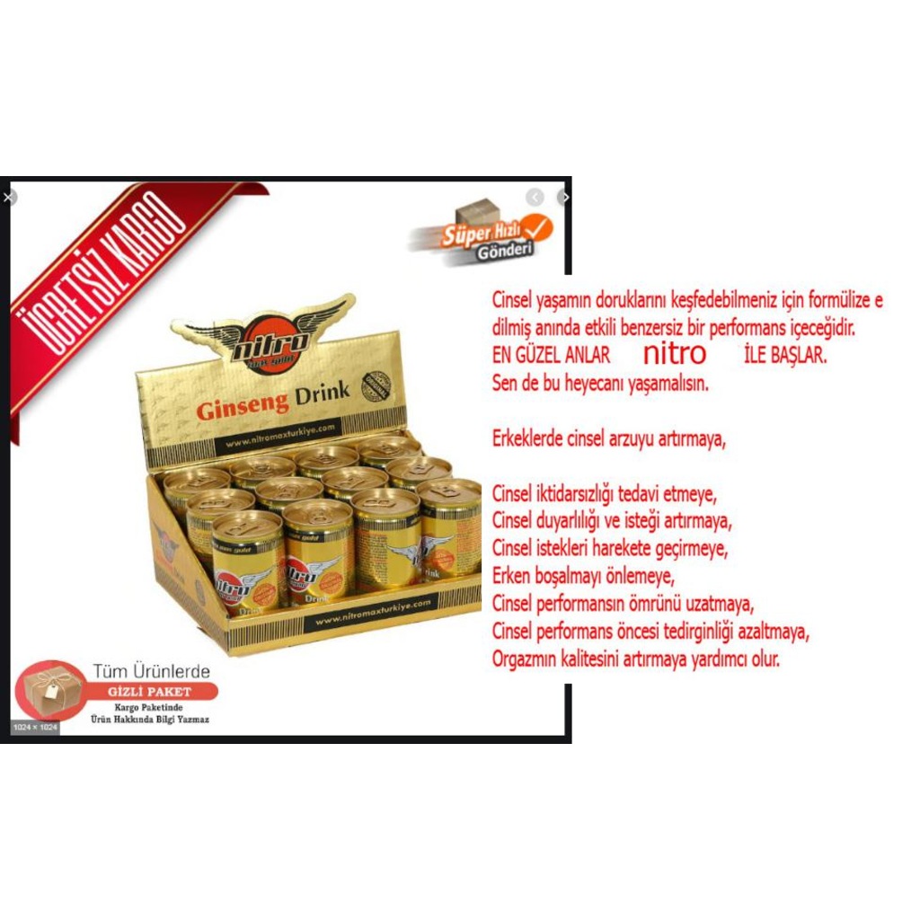 Nitro Max Gold Enerji İçeceği 150ml Ginseng Drink 12 Li Paket