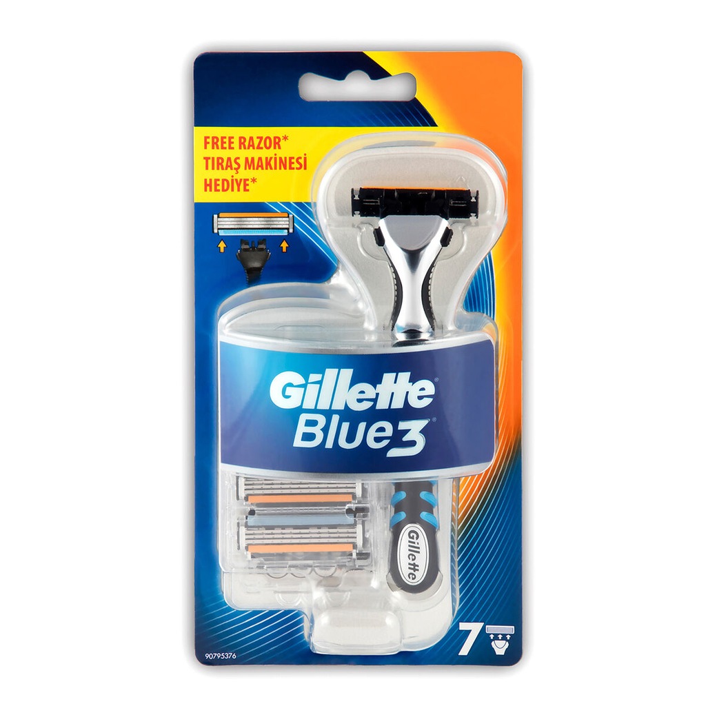 Gillette Blue3 Tıraş Makinesi + 7 Yedek Tıraş Bıçağı
