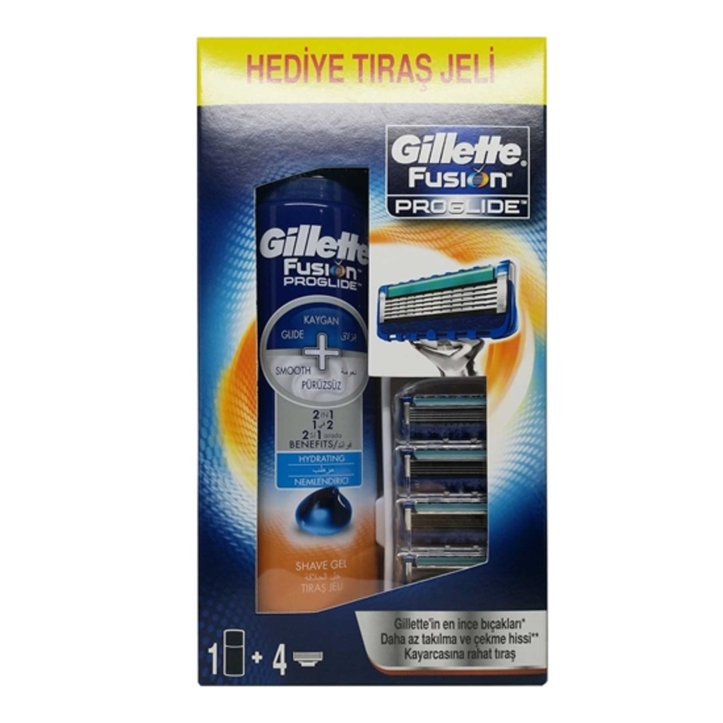 Gillette Fusion5 Proglide Yedek 4 lü + Fusion Tıraş Jeli 200 ml