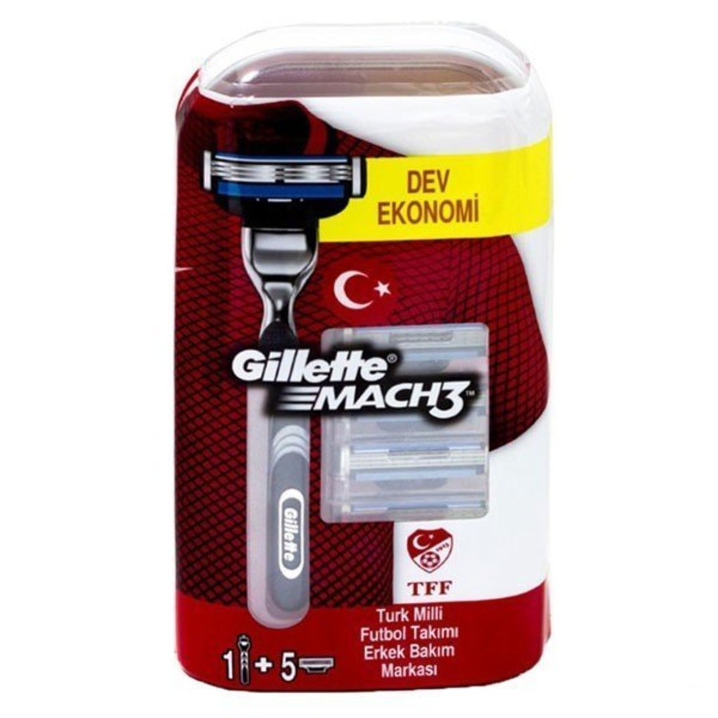 Gillette Mach3 Tıraş bıçağı 5 Yedek + Tıraş Makinesi