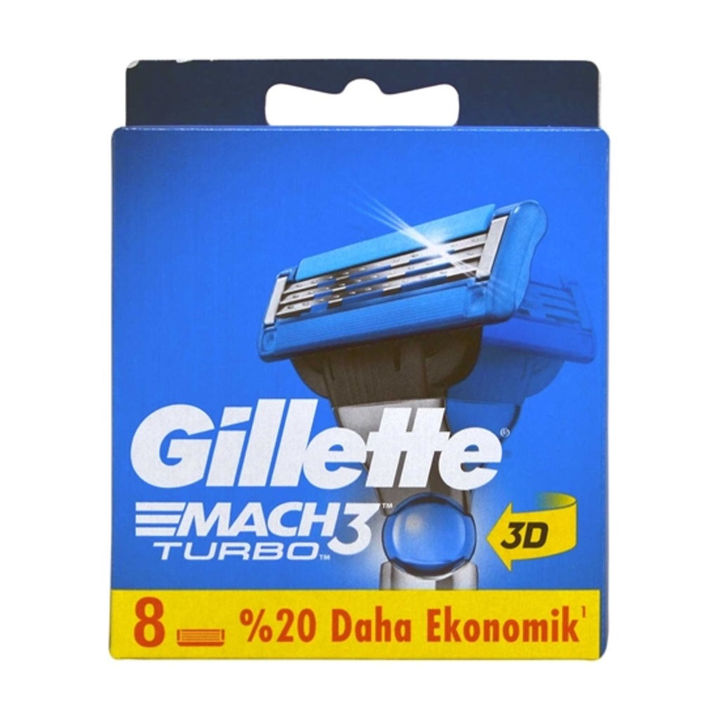 Gillette Mach3 Turbo 8 li yedek 3D YENİ ÜRÜN