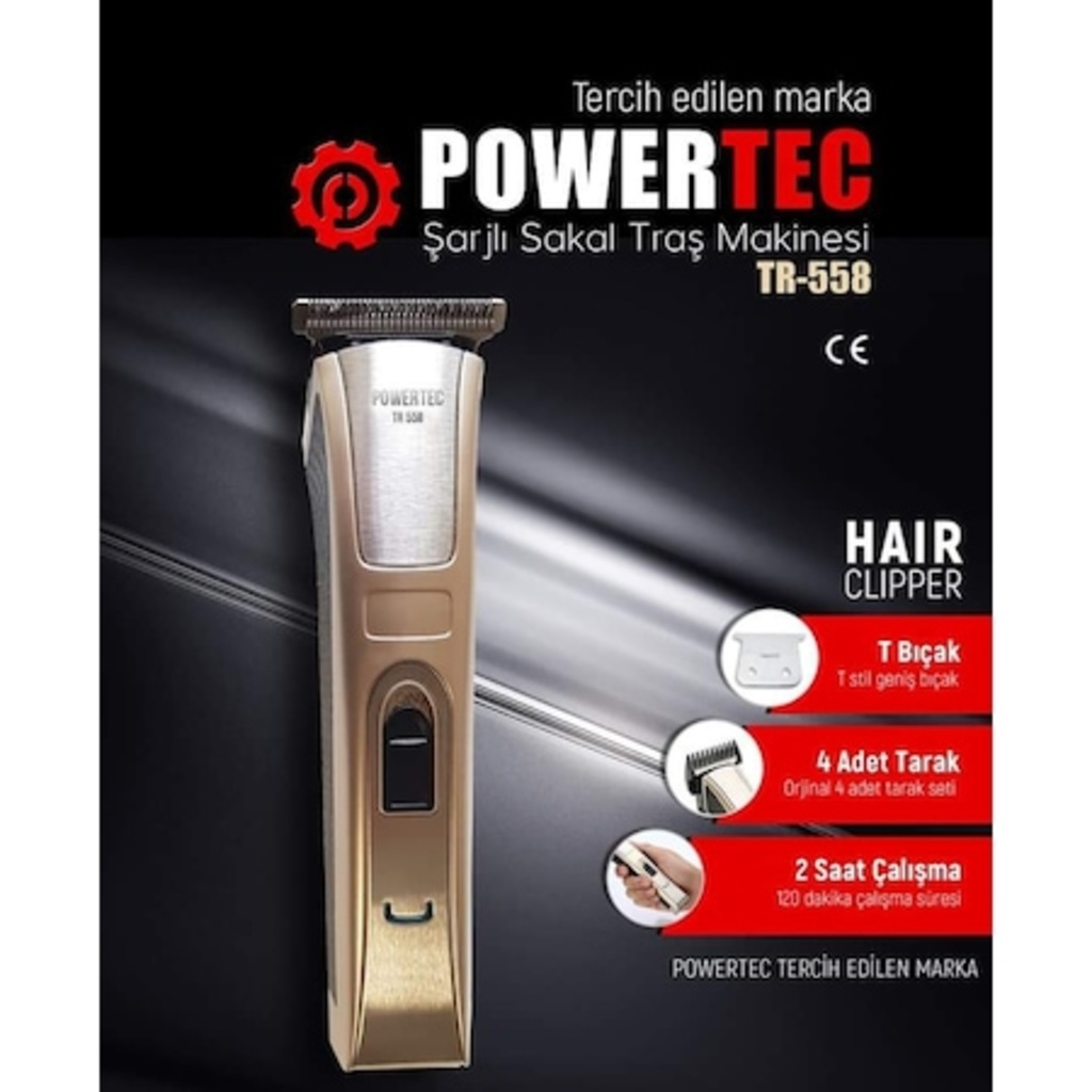 Powertec TR 558 Şarjlı Tıraş Makinesi Yeni Model