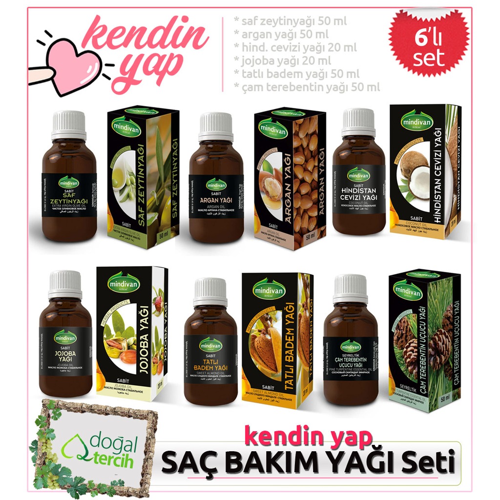 Kendinyap Evde Saç Bakım Seti (6�li Bitkisel Yağ Seti)
