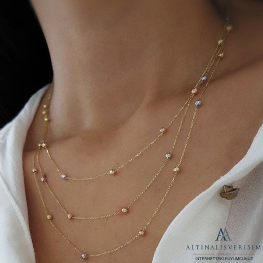 14 Ayar Altın Dorika Toplu Üç Zincir Kolye Fiyatları ve