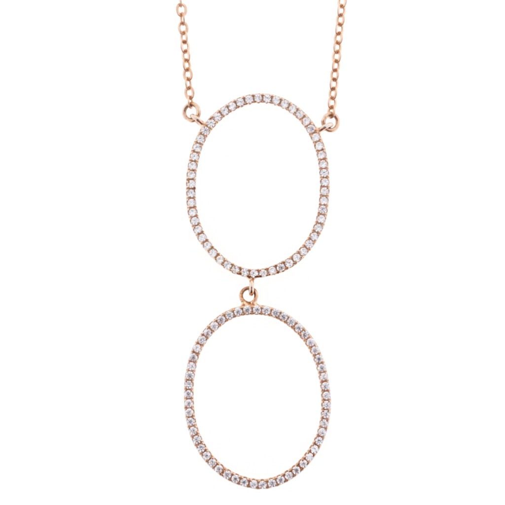 925 Ayar Gümüş Swarovski Kristal Taşlı Rose Kolye