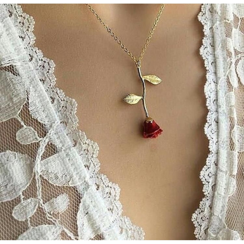 Altın Kaplama Ters Gül Kolye 925 Ayar