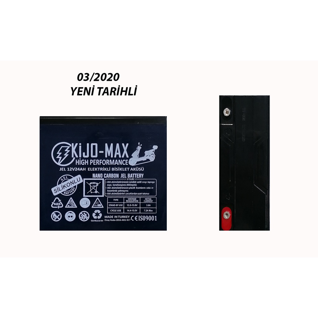 KİJOMAX 12 VOLT 24 AMPER ELEKTRİKLİ MOTOSİKLET AKÜSÜ 12V 24AH AKÜ