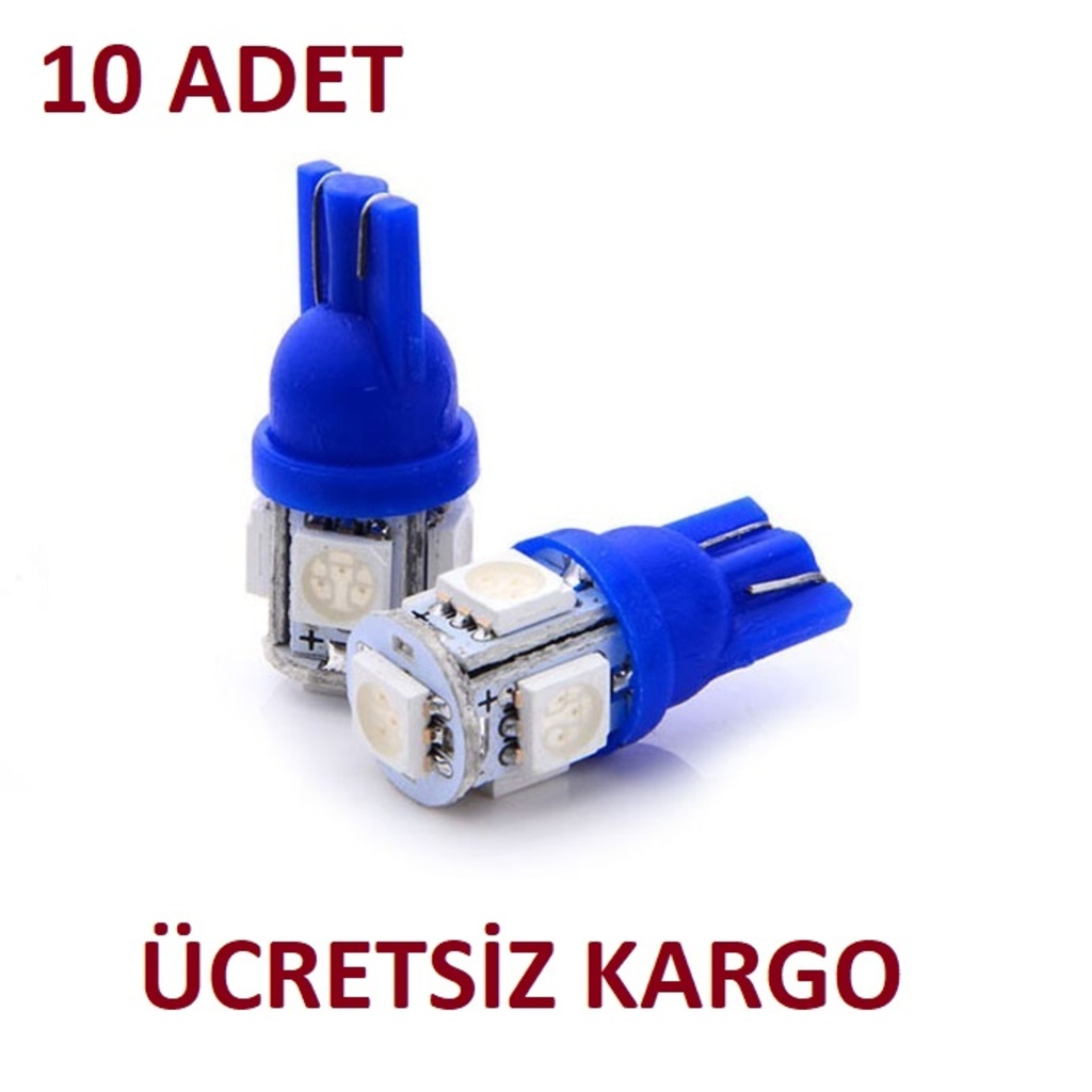 10 Adet Dipsiz T10 Led Arac Park Ic Lambasi Ampulu Canbus Mavi Fiyatlari Ve Ozellikleri