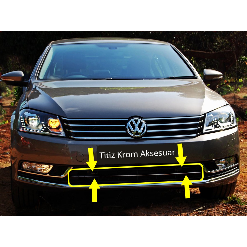 VW PASSAT 2011-2014 KROM ÖN TAMPON IZGARASI HIGHLINE GÖRÜNÜMLÜ 3P
