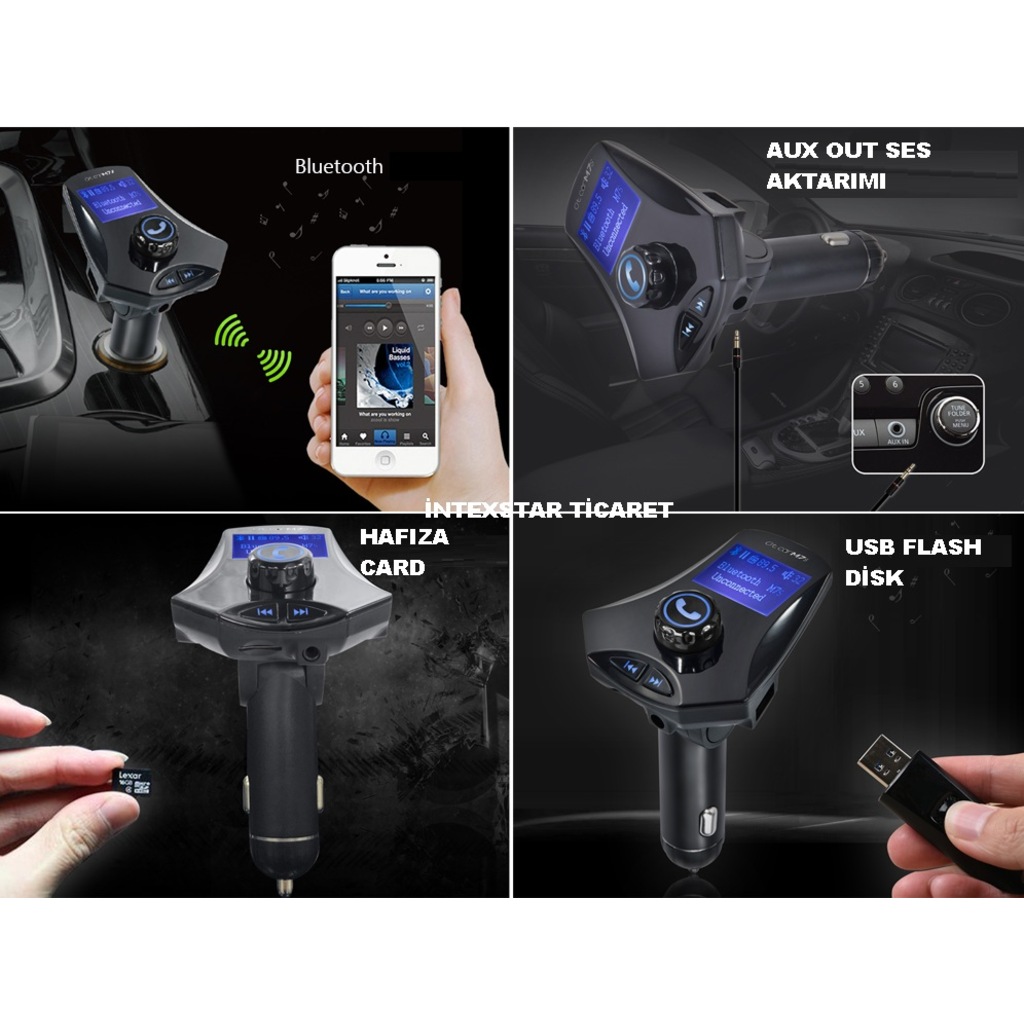 Resover Midi Fm Transmitter Bluetooth Araç Kiti + Aux Araç  