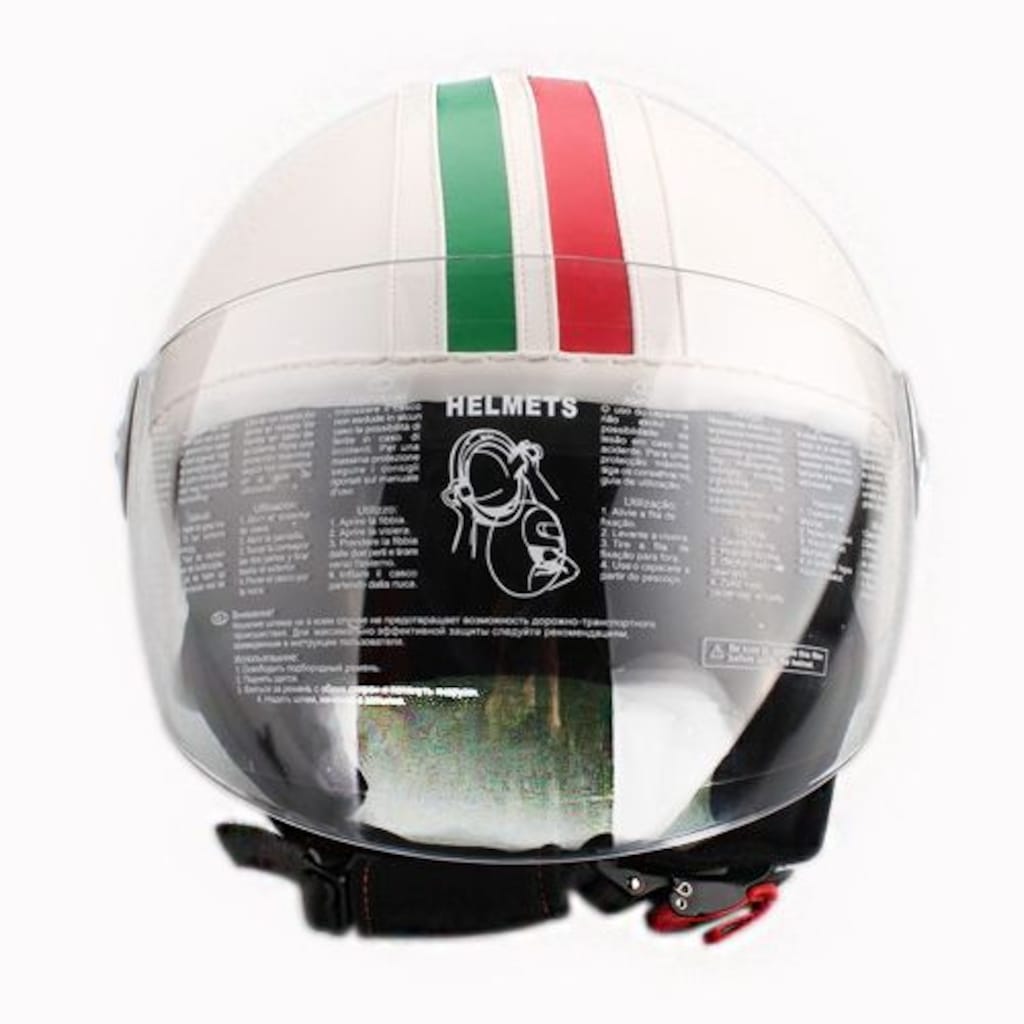 Sway 701 Açık Motosiklet Kaskı Deri Kaplama İtalyan Desen ...