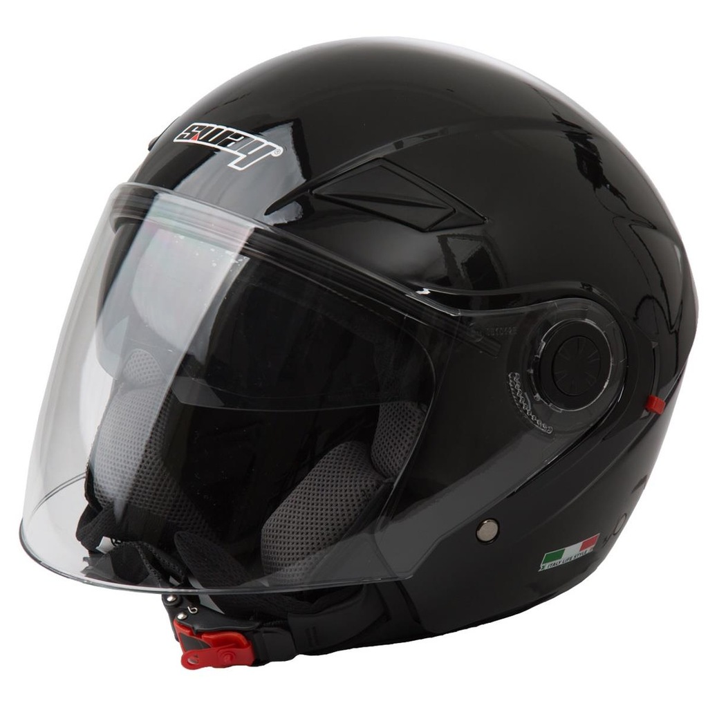 Sway 702b Parlak Siyah Yarım Açık Motor Kaskı Güneş Vizörlü Kask