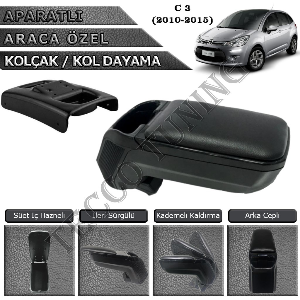 citroen c3 2010 2015 luks surgulu kol dayama kolcak siyah fiyatlari ve ozellikleri