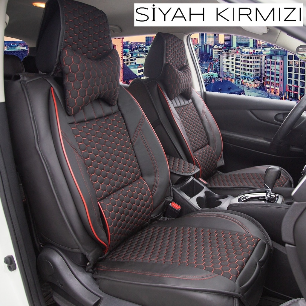 Luks Deri Oto Koltuk Kilifi On Arka Set Universal Siyah Kirmizi Fiyatlari Ve Ozellikleri