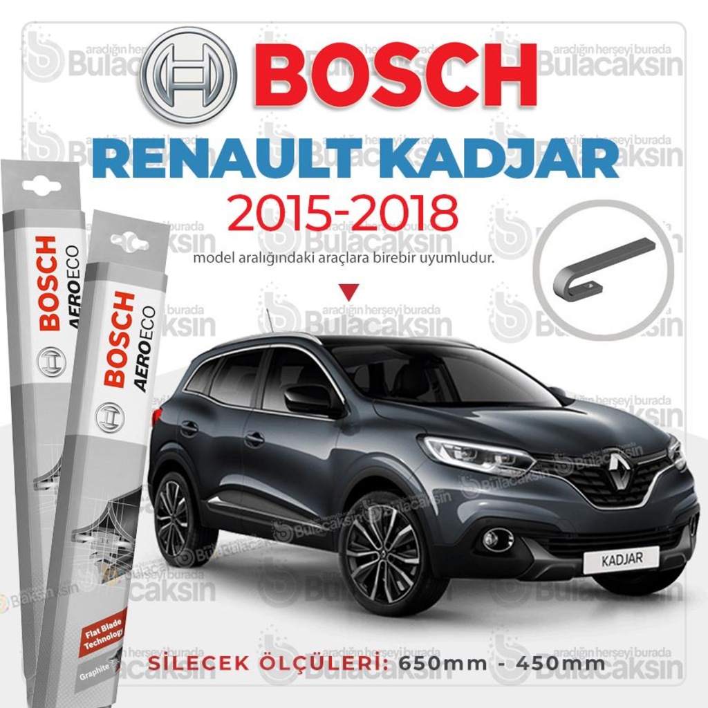 Bosch Aeroeco Renault Kadjar 2015 - 2018 Muz Silecek Takımı