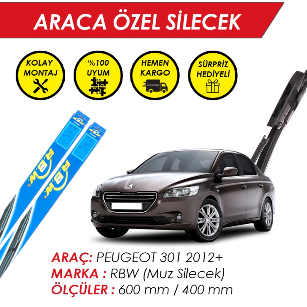 Peugeot 301 Silecek - RBW Muz Silecek Takımı 2 Adet - 2012+Üzeri