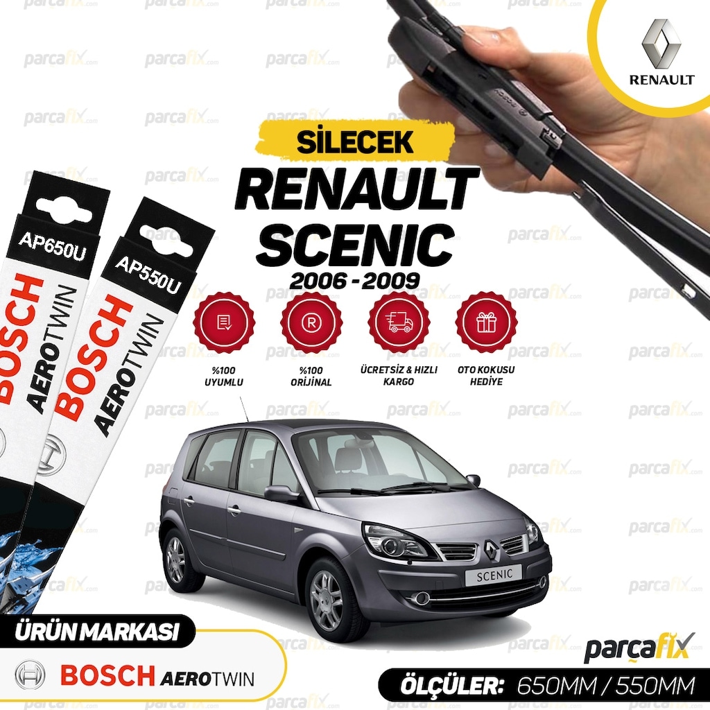 Renault Scenic Bosch Aerotwin Plus Silecek Takimi 2006 2009 N11 Com