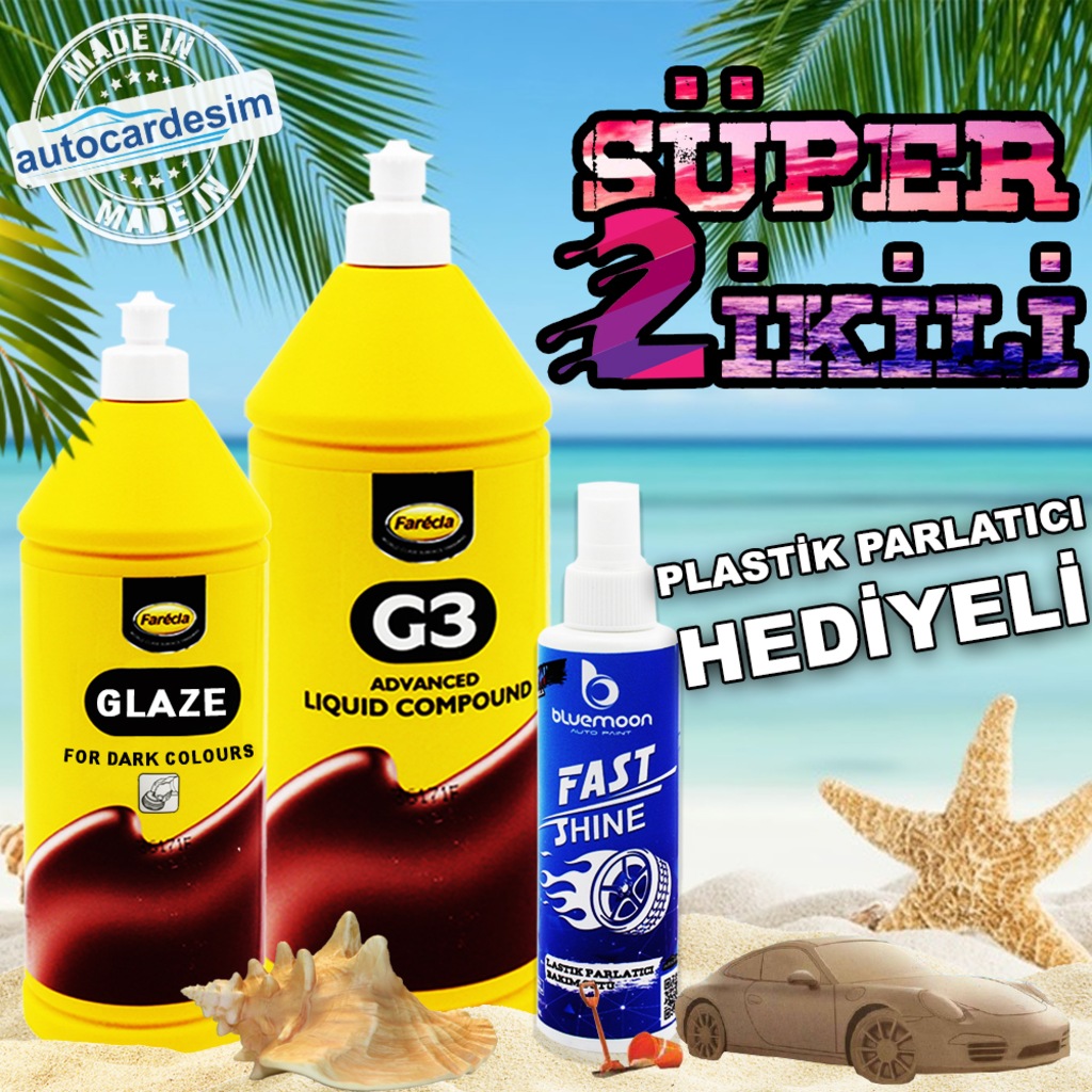 Farecla Çizik Giderici G3 Pasta 1LT + Glaze Wax Oto Cila 500ML
