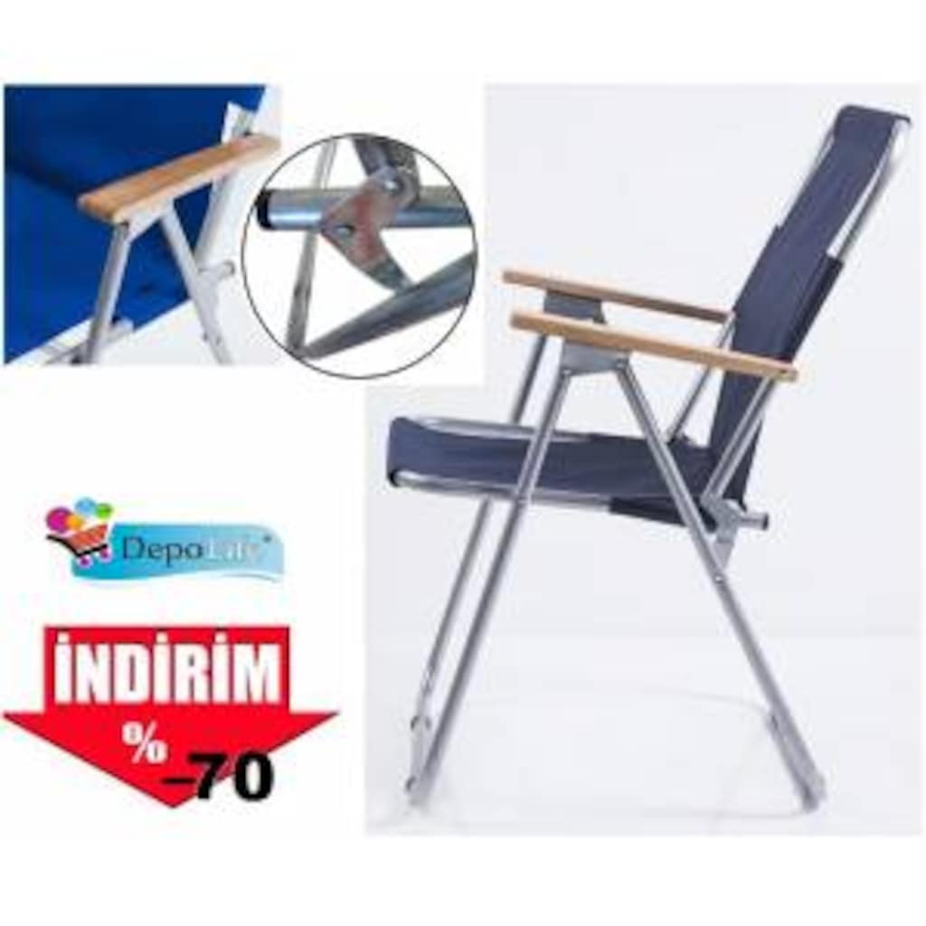 Ahşap Kollu Katlanır Piknik Bahçe Plaj Sandalye Koltuğu Kumaş Döş