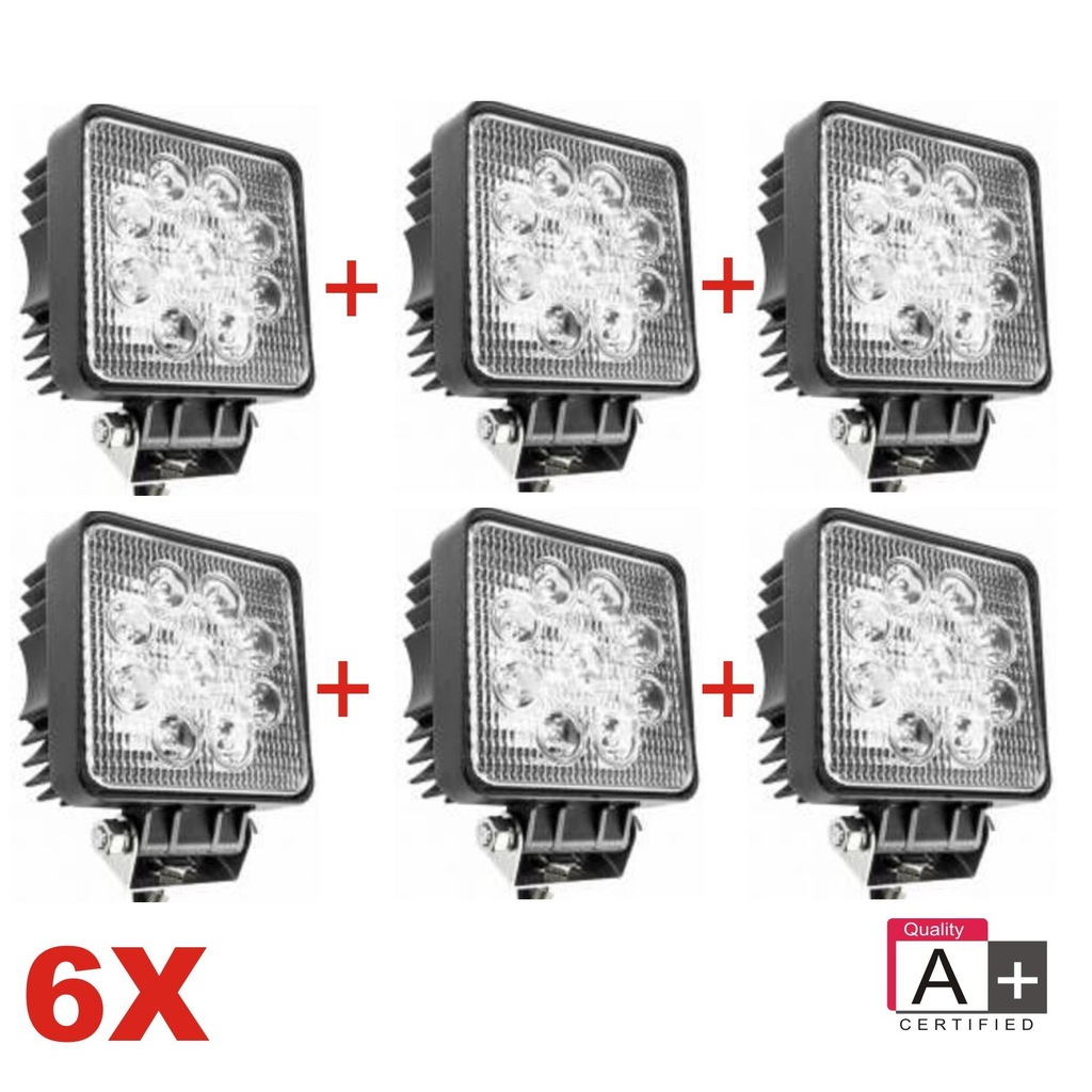Off Road Sis Farı Sis Lambası 12 / 24 volt 9 Led Kare 6'lı Paket