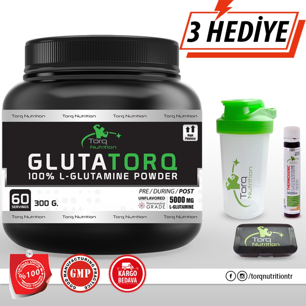 Torq Nutrition GLUTATORQ %100 L-Glutamine Powder 300 Gr 60 Servis