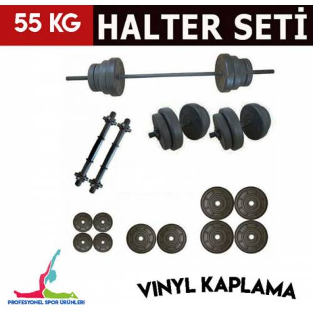 55 KG VİDALI HALTER DAMBIL SETİ