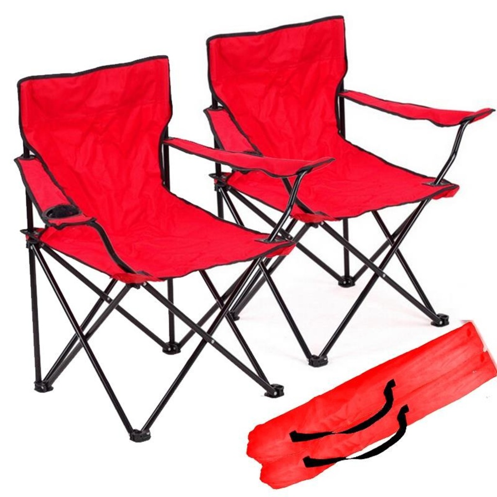 Granit Çantalı Katlanır Kamp Sandalyesi Koltuk Kırmızı 2 Adet