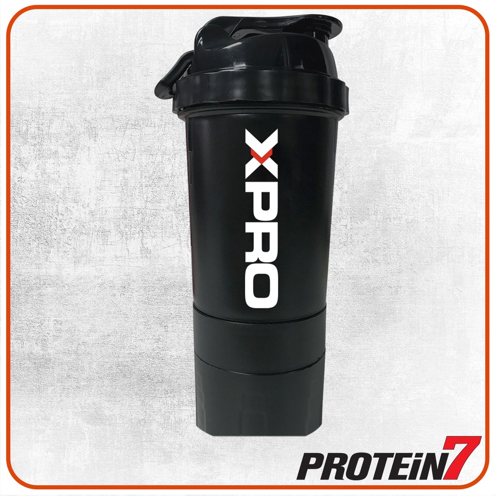 3 Bölmeli Xpro Nutrition Baskılı Shaker 500ml Siyah