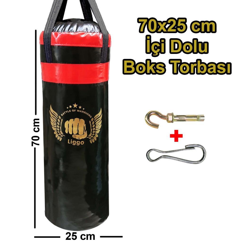 Çocuk Büyük Boy Dolu Boks Kum Torbası 70x25cm Askı Aparatı Hediye