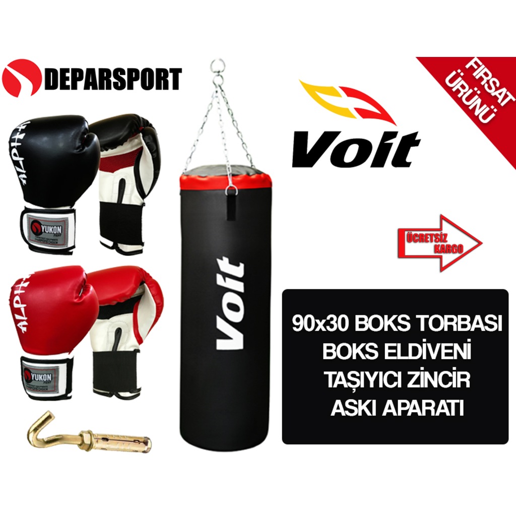 Voit 90x30 Boks Torbası Kum Torbası Boks Eldiveni Askı Aparatı Voit 90x30 Boks Torbası Kum Torbası Boks Eldiveni Askı Aparatı