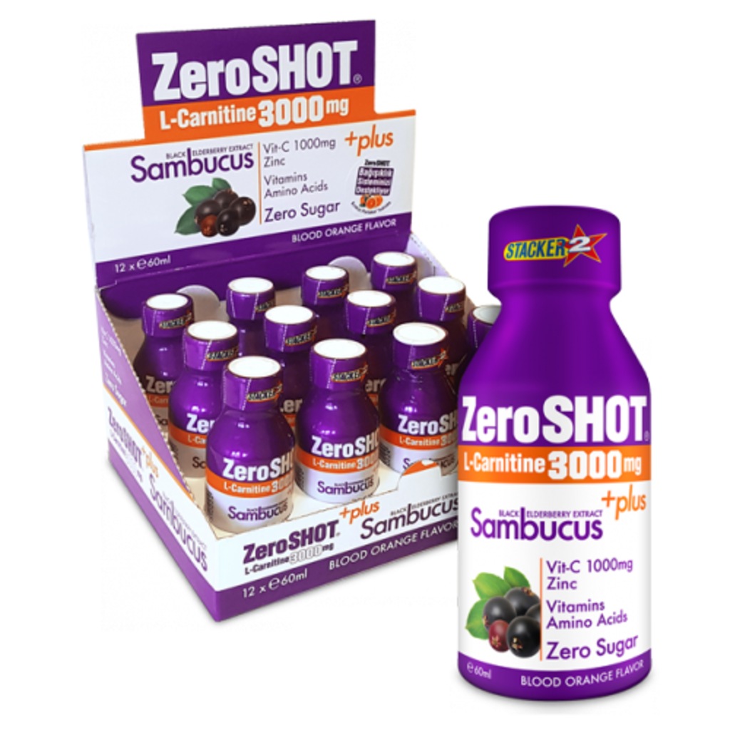 ZeroShot 3000mg L-Carnitine +Sambucus 60mlx12 Ad./Pak. Kampanyalı