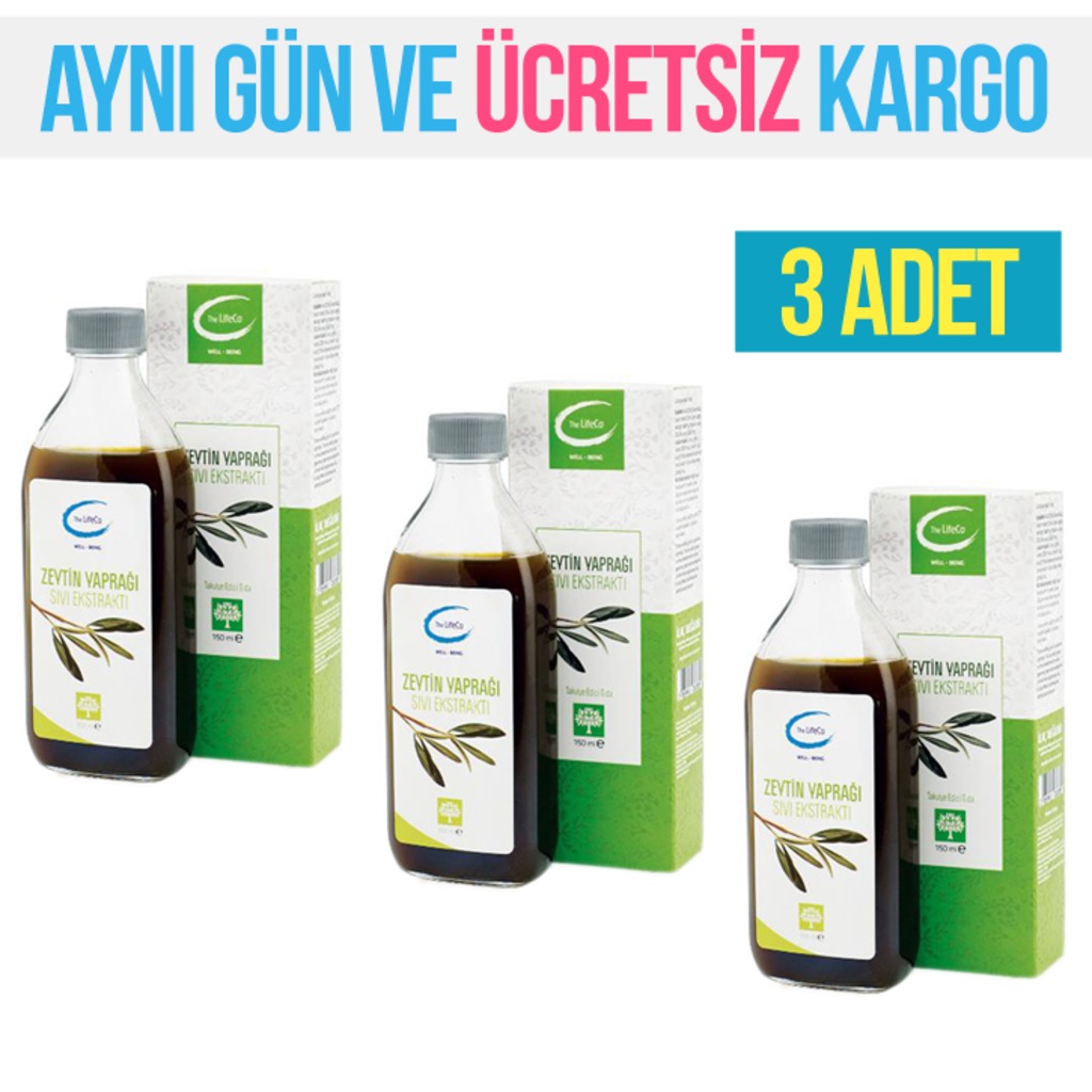 3 ADET The LifeCo Zeytin Yaprağı Sıvı Ekstraktı 150 ml