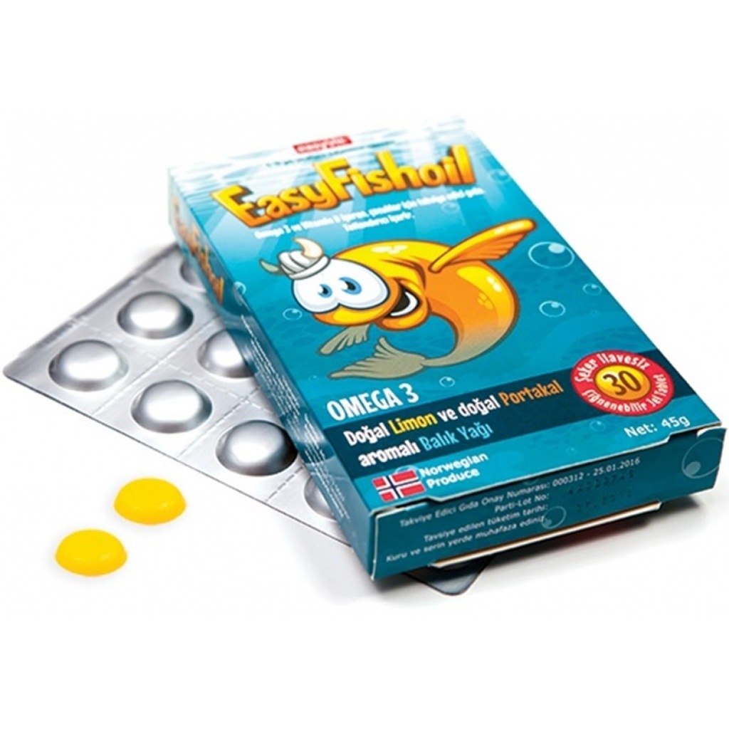 EasyFish Oil Omega 3 30 Tablet Limon ve Portakal Aromalı