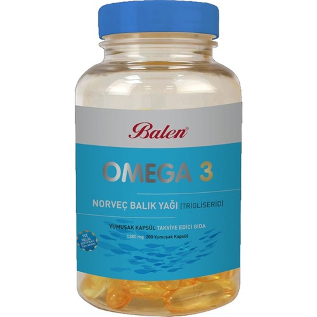 (SKT 05/2022) Balen Omega 3 Norveç Balık Yağı 200 x 1380 mg.(Trig