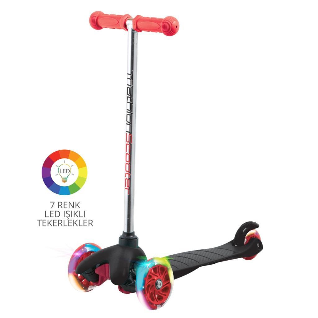 7 RENK LED IŞIKLI TEKERLEKLİ SCOOTER - SİYAH