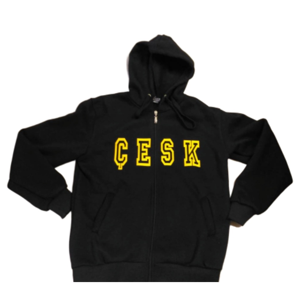 Çesk Baskılı Kapşonlu Pamuklu Sweatshirt