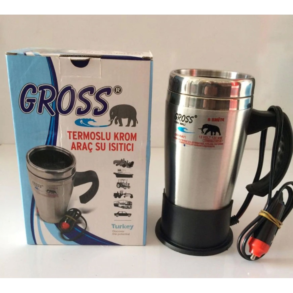 Gross 12 Volt Araç Çay Kahve Ketıl Termosu Krom Su Isıtıcı 500 Ml