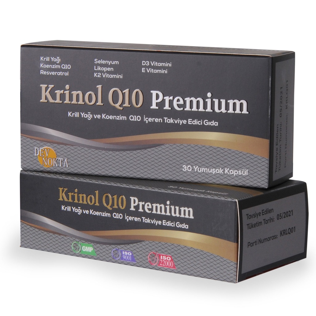 Krinol Q10 Premium - Krill Yağı ve Koenzim Q10 - 30 Kapsül-2 Kutu