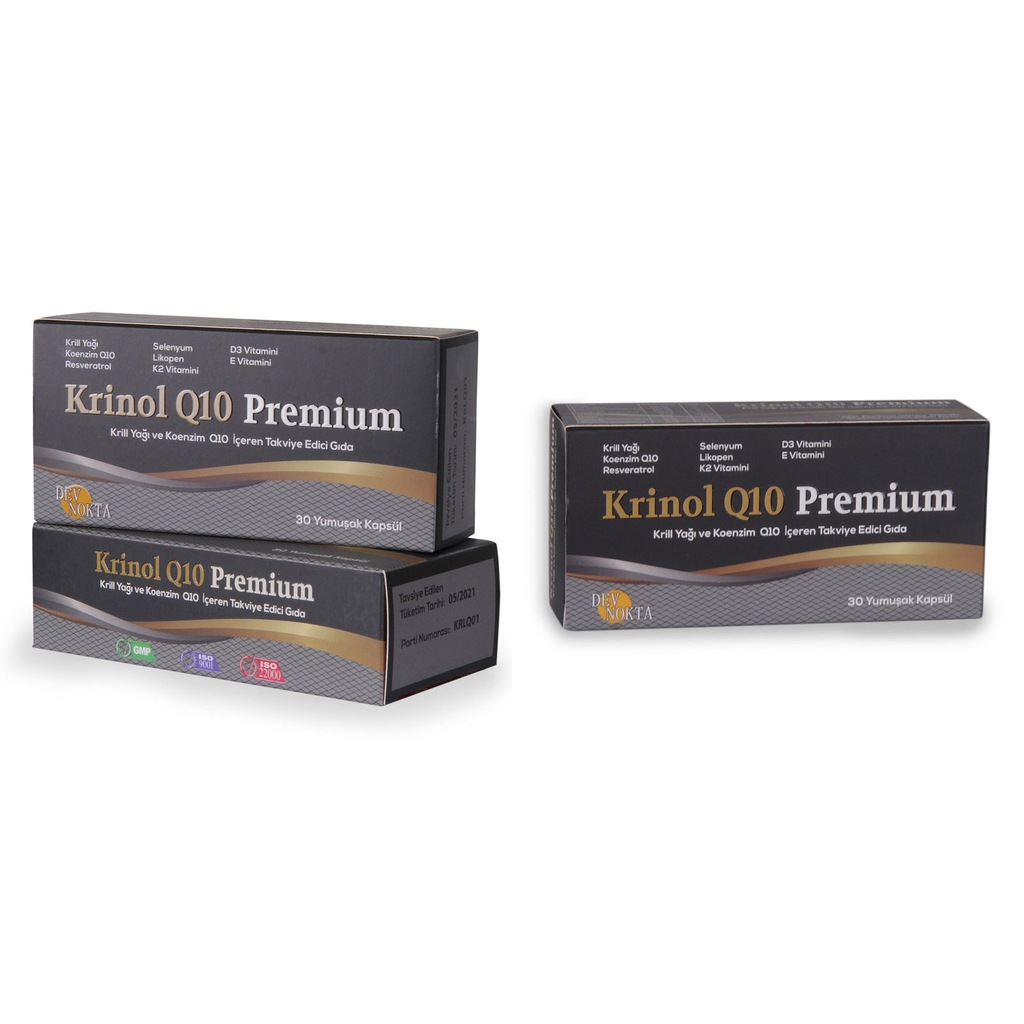 Krinol Q10 Premium - Krill Yağı ve Koenzim Q10 - 30 Kapsül-3 Kutu