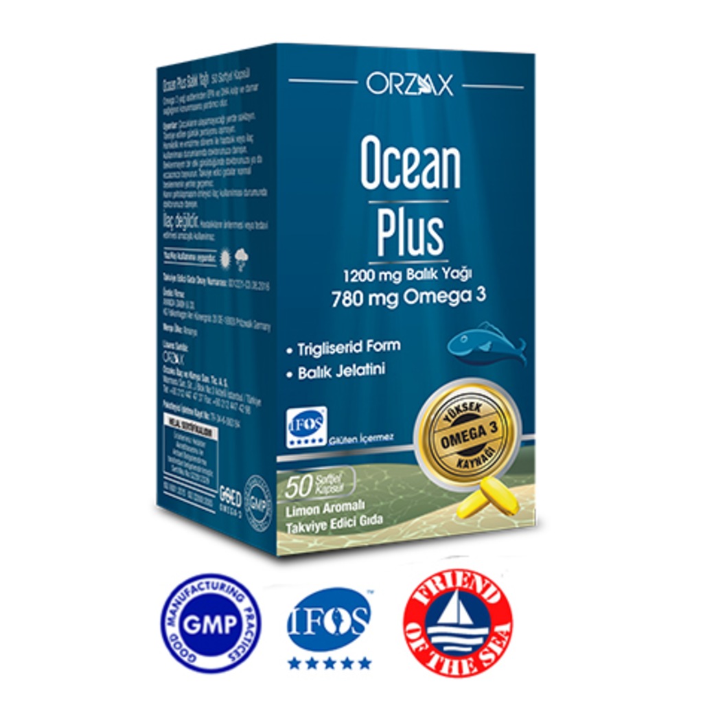 Orzax Ocean Plus Omega 3 1200 mg 50 Kapsül Balık Yağı SKT:10/2022