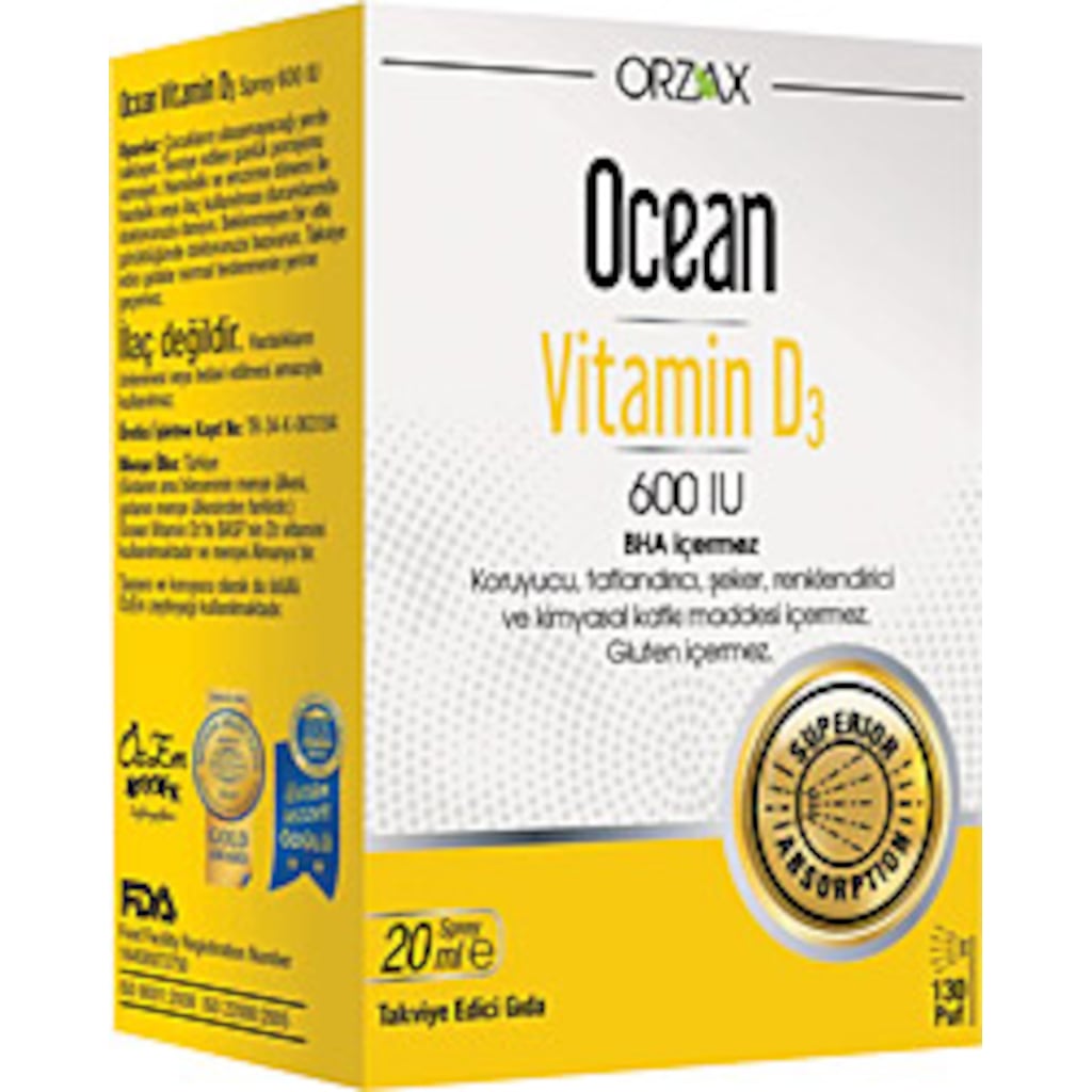Ocean Vitamin D3 600 IU 20 ml Sprey Fiyatları ve Özellikleri