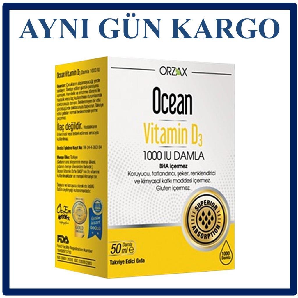 Orzax Ocean Vitamin D3 1000 Iu 50 Ml Damla