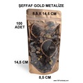 IMG-3463218180327866195 - 1001 Ambalaj 8,5 x 14,5 Cm Ön Şeffaf Arka Gold Metalize Renk (100 Adet) Kilitli Doypack Torba 50 Gr - n11pro.com