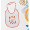IMG-1572019378705627909 - Bk Kids Baby I Love You Tasarımlı Pembe Bebek Mama Önlüğü - n11pro.com