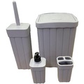 IMG-6491163994263238259 - Banyo Seti Plastik Gri Renk 4 Parça Bambu Görünümlü - n11pro.com