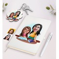 IMG-3589230862515441480 - Kişiye Özel Anne Kız Karikatürlü Beyaz Defter Kalem Ve Anahtarlık N11.11702 - n11pro.com