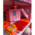 Ahşap Büyük Boy Eşyalı Ev 4 Kat Evcilik Oyuncak Apartman 47x42