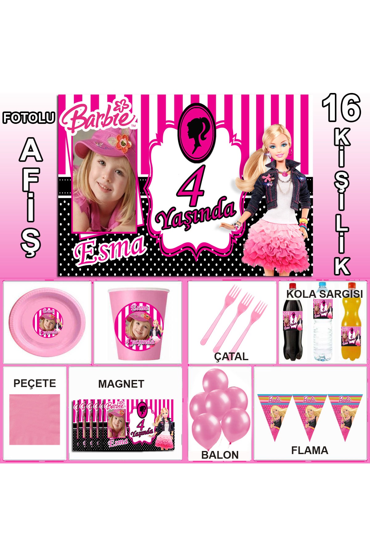 1 Yas Dogum Gunu Susleri Barbie Parti Seti 16 Kisilik Dogumgunu Fiyatlari Ve Ozellikleri